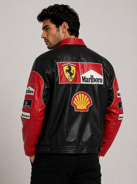 ERA Formula Racing Leather Jacket – Black & Red Signature Edition