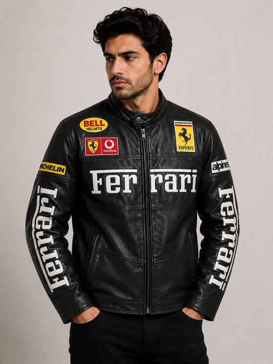 ERA Scuderia Black Racing Leather Jacket – Premium Motorsport Edition