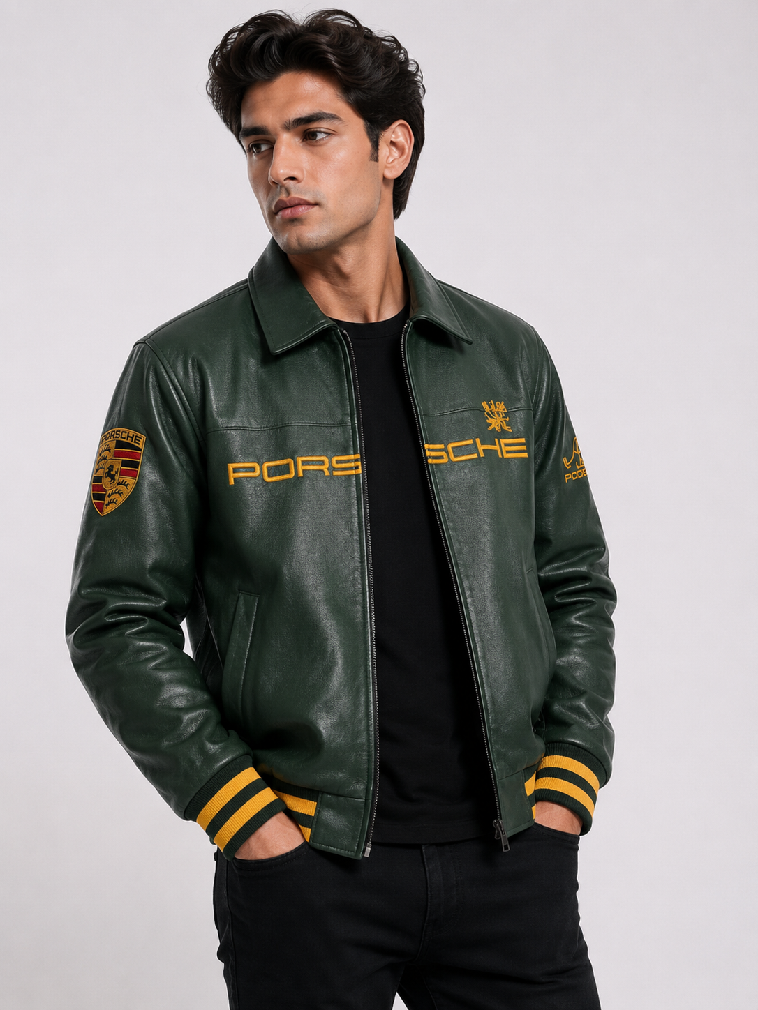 ERA Heritage Racing Premium Leather Jacket – Forest Green Edition