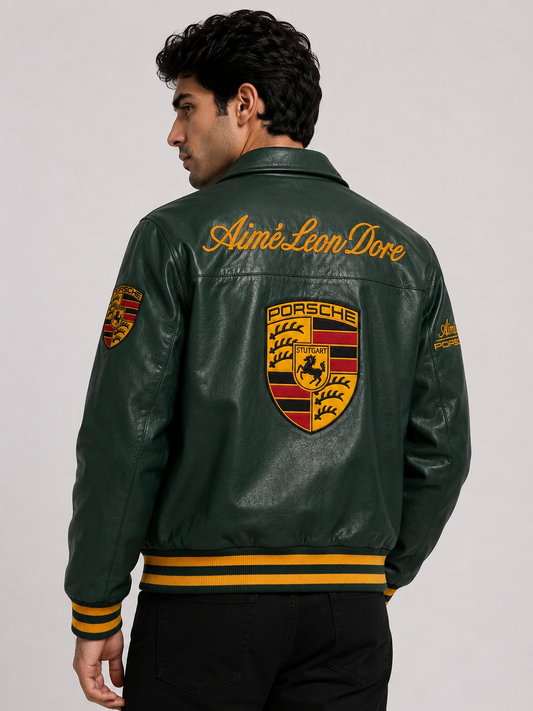 ERA Heritage Racing Premium Leather Jacket – Forest Green Edition