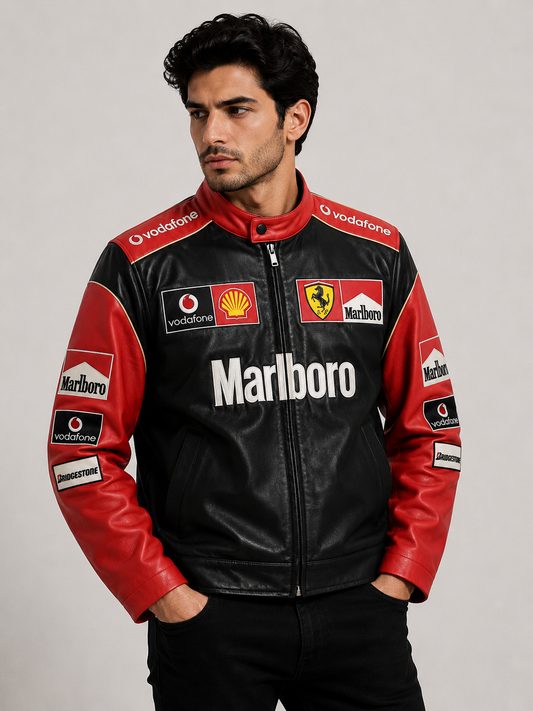 ERA Formula Racing Leather Jacket – Black & Red Signature Edition