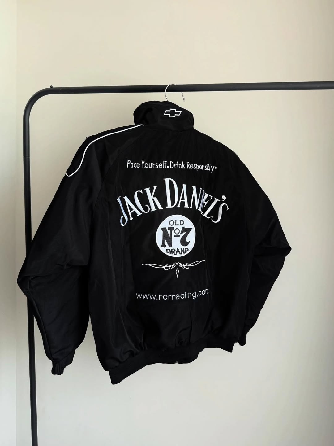 Vintage Racing Graphic Oversized Jacket – Black Edition