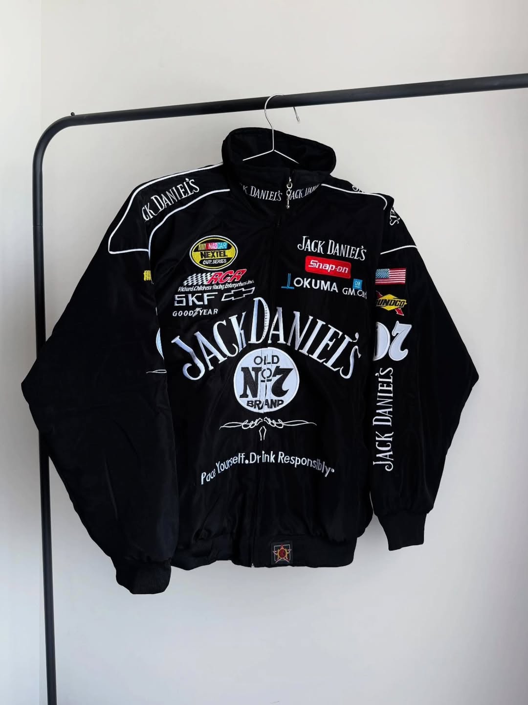 Vintage Racing Graphic Oversized Jacket – Black Edition