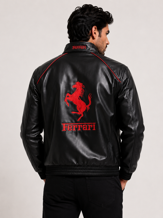 ERA Formula Racing Premium Leather Jacket – Black & Red Edition