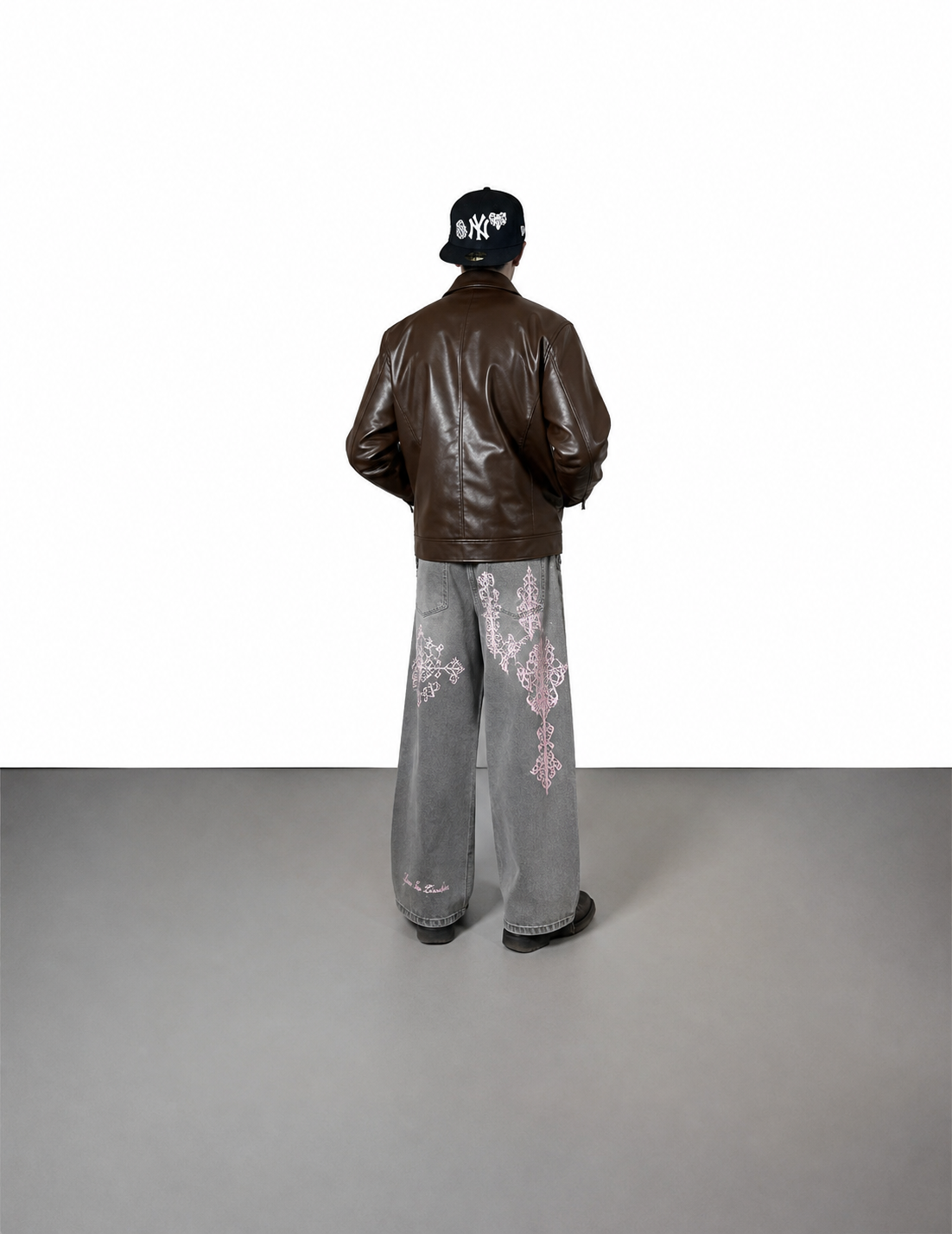 ERA Brown Clasp Boxy Fit Leather Jacket