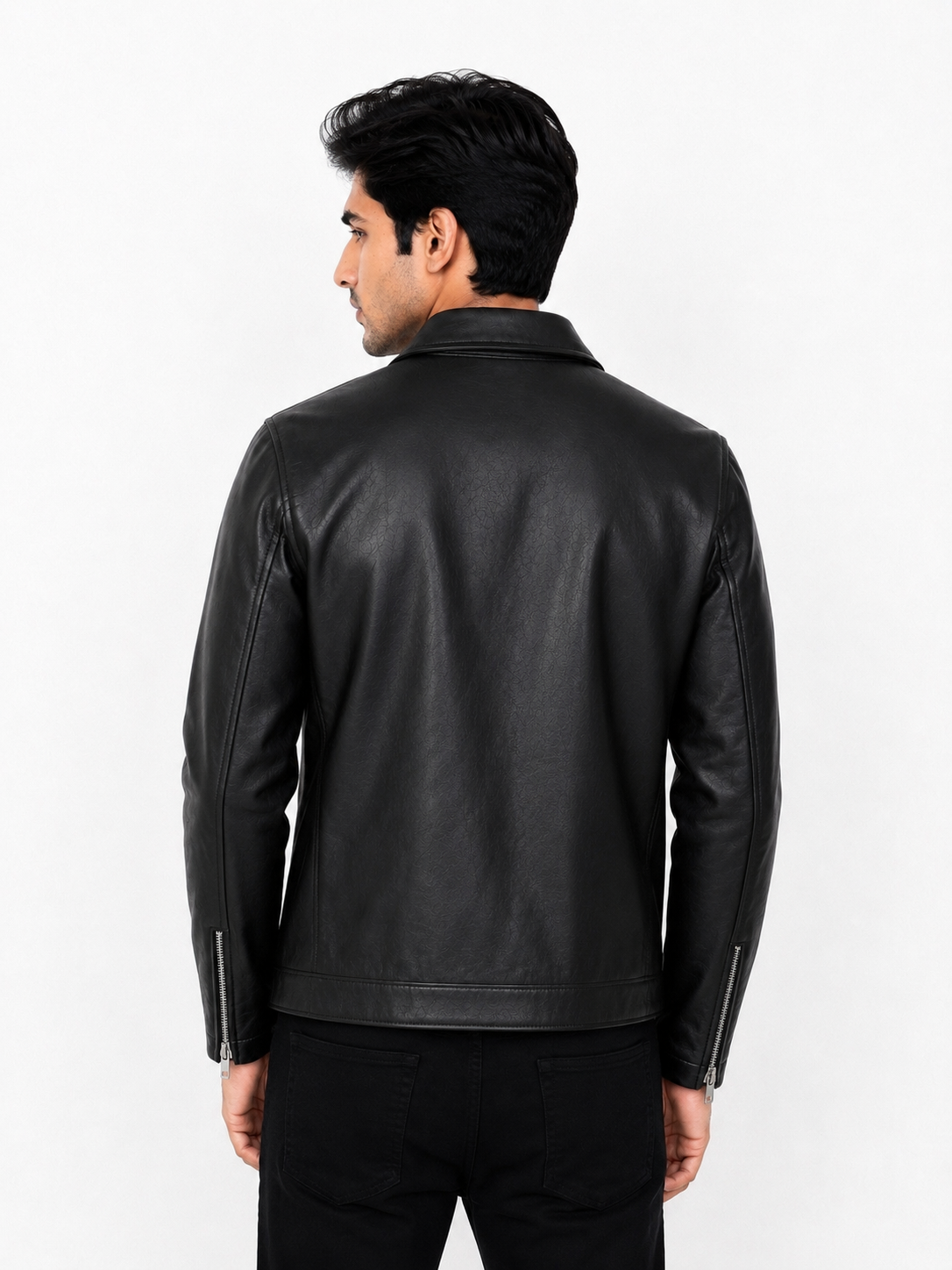 Vintage Black Unisex Collar Leather Jacket – Era Premium Collection.