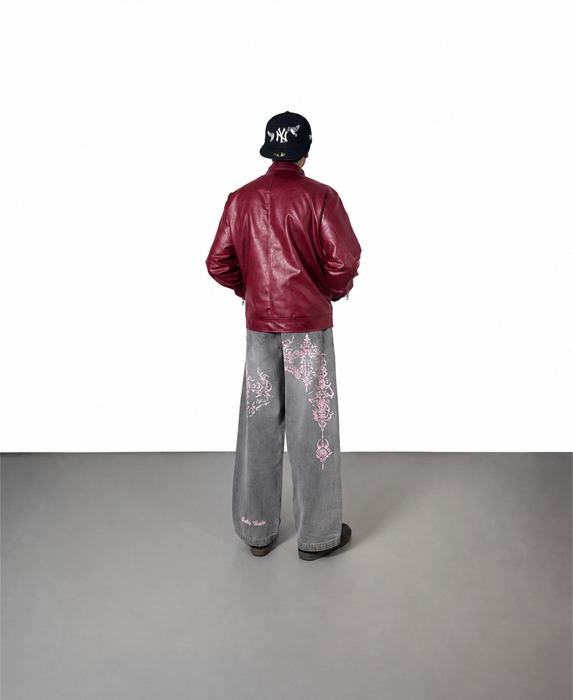 ERA Cherry Red Clasp Boxy Fit Leather Jacket