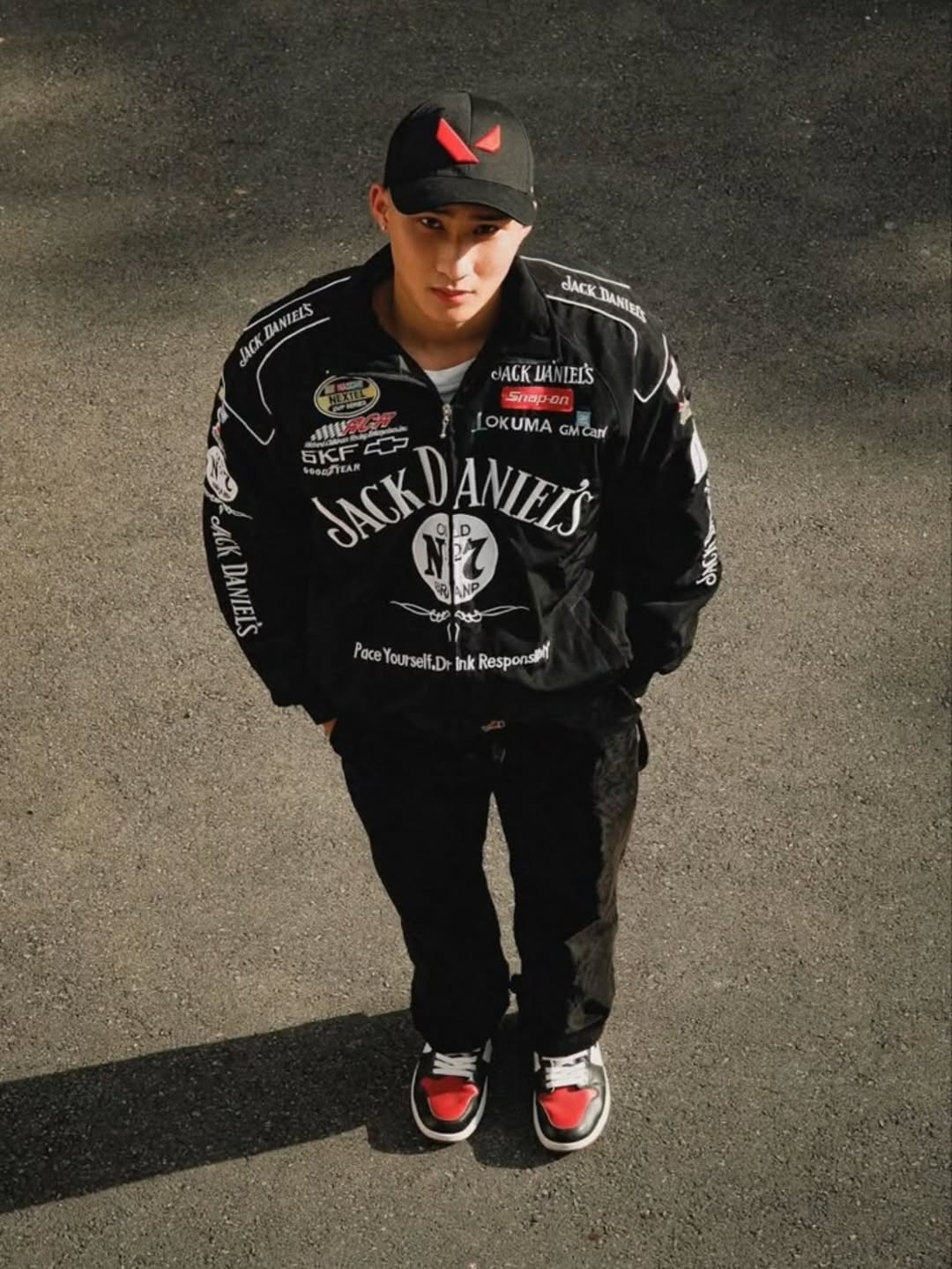 Vintage Racing Graphic Oversized Jacket – Black Edition