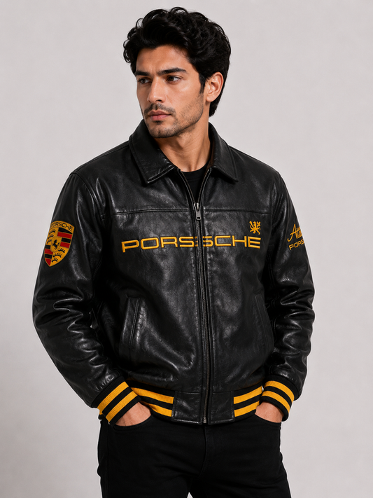 ERA Motorsport Heritage Premium Leather Jacket – Black & Gold Edition